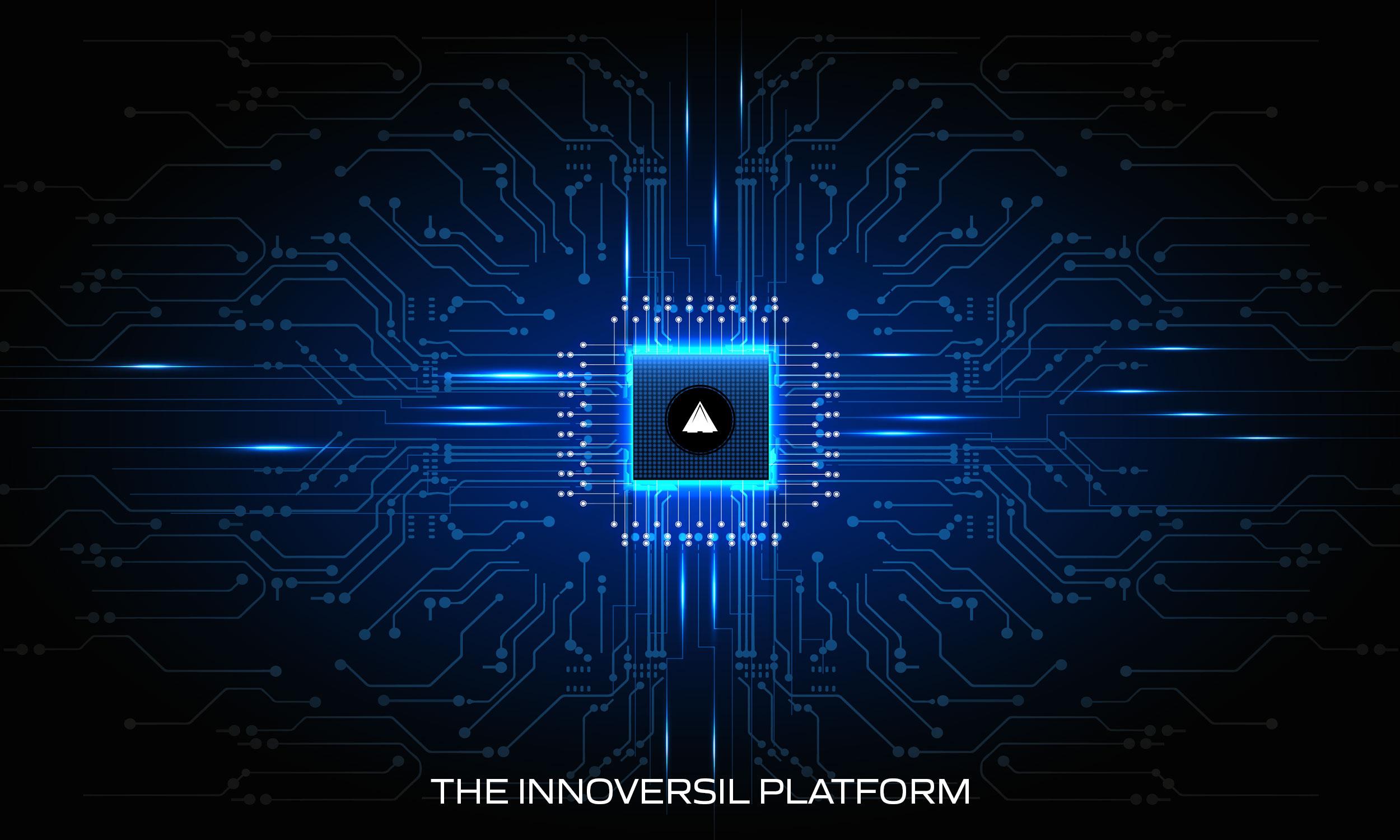 The INNOVERSIL platform represented as an illuminated technology circuit